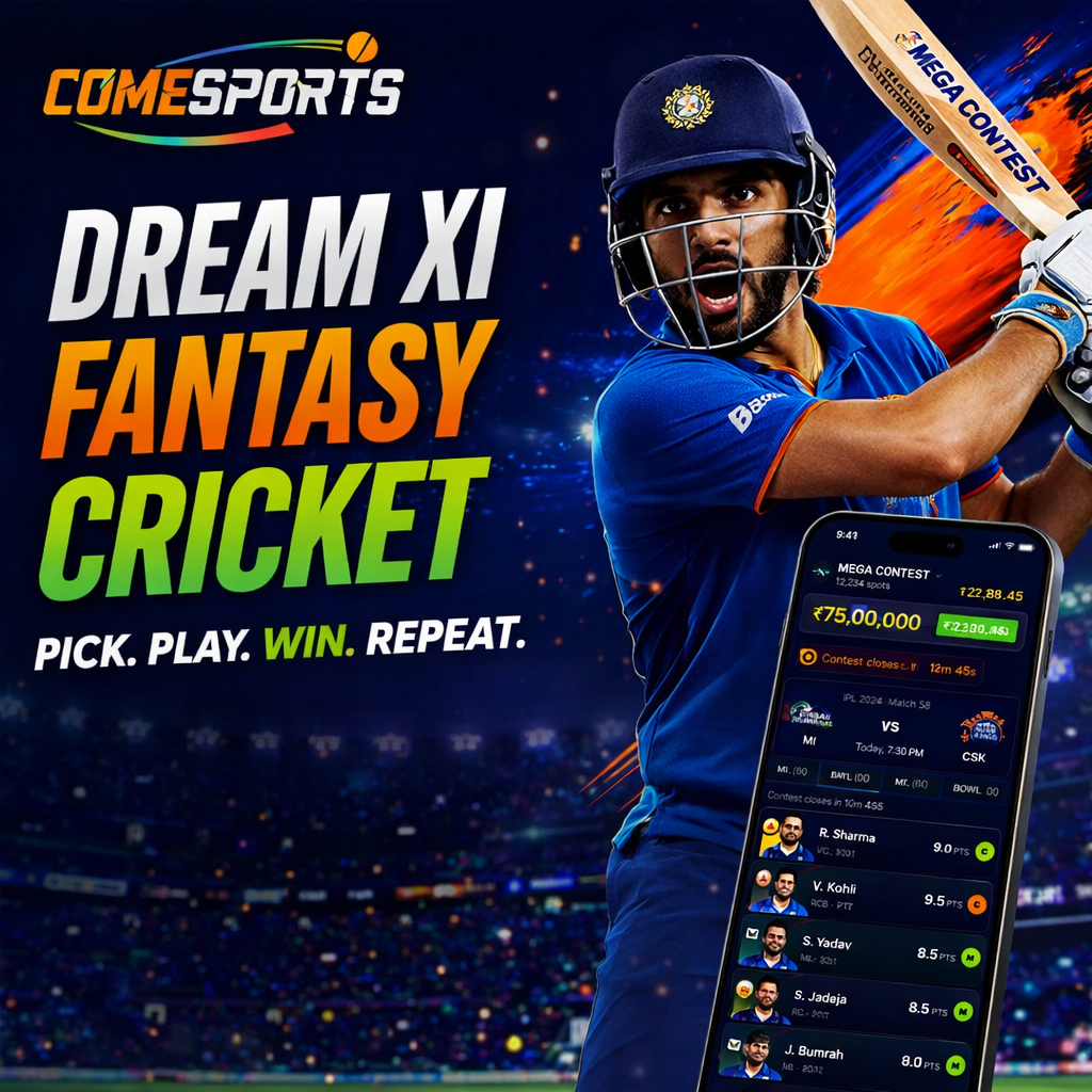 Cricket App Download Dream XI fantasy cricket ad visual