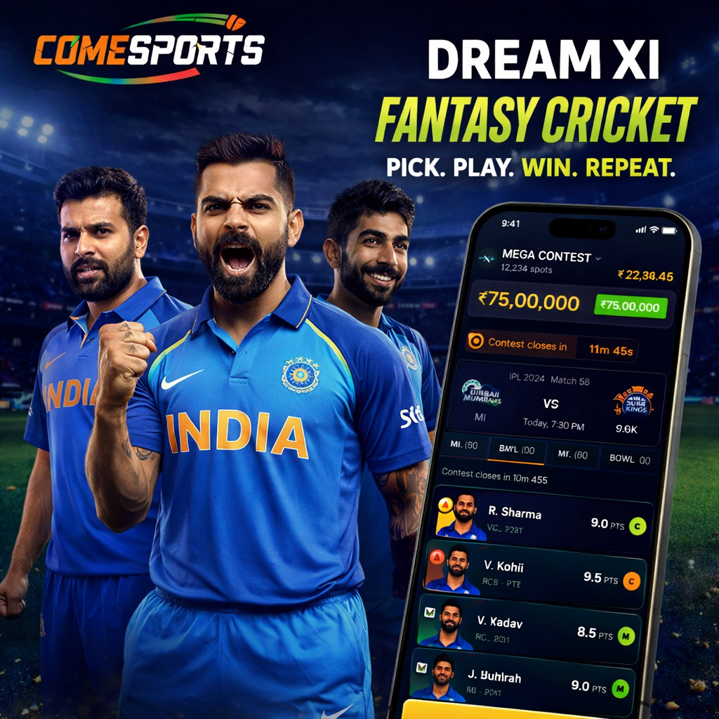 Cricket App Download fantasy cricket and India team visual