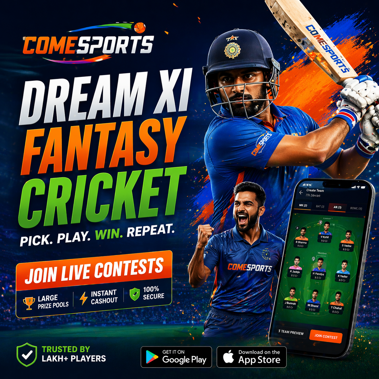 Cricket App Download fantasy sports main visual